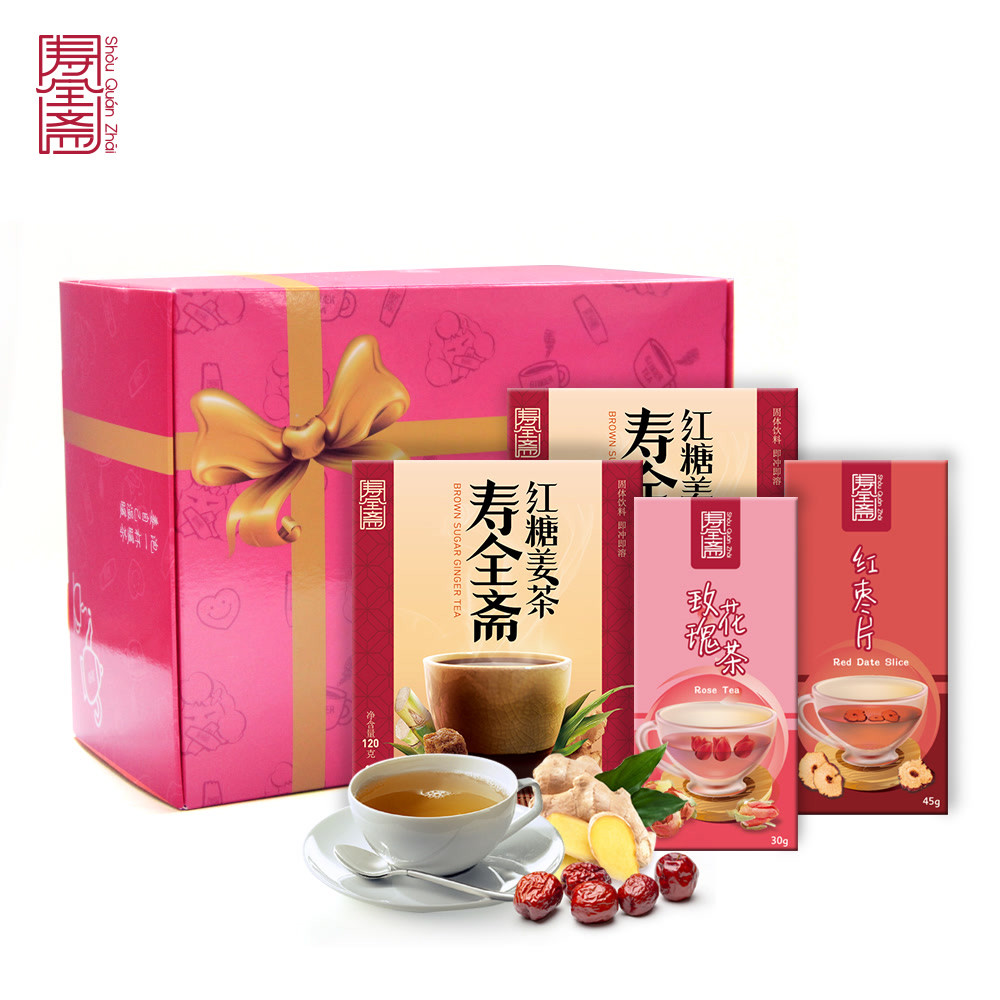 寿全斋_红糖姜茶120g*2 玫瑰花30g 红枣片45g 姜汁红糖姜母糖礼盒