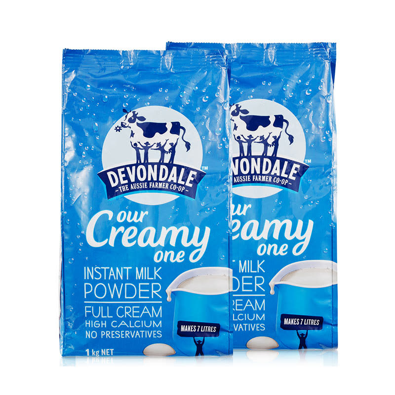 【2袋】 澳洲进口德运Devondale全脂高钙中老年成人牛奶粉1kg包邮