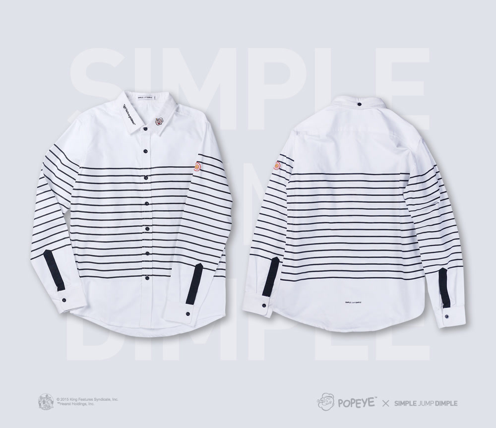 孙坚自主品牌 SIMPLE JUMP DIMPLE POPEYE联名 条纹衬衫 白色