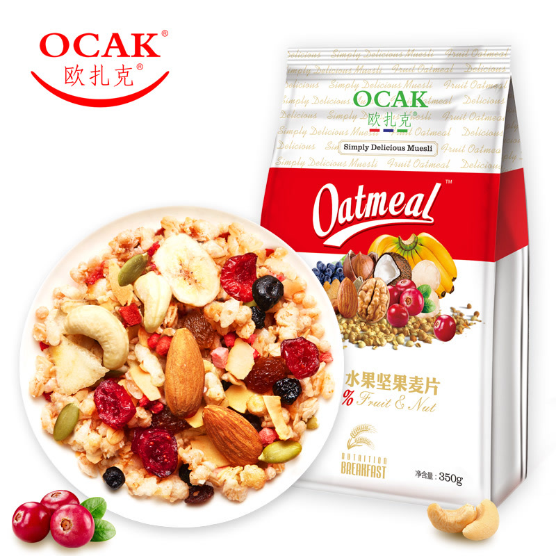 欧扎克 50%水果坚果混合麦片350g干吃麦脆每日早餐