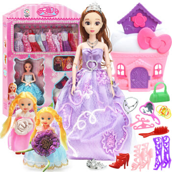 奥智嘉（AoZhiJia）梦幻3D真眼公主芭比娃娃套装百变宠物屋大礼盒 年货礼盒 新年礼物 儿童玩具 女孩生日礼物