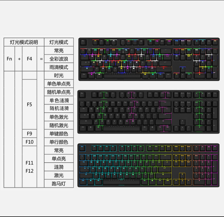 ikbc f-108 rgb 幻彩背光机械键盘 108键原厂cherry轴