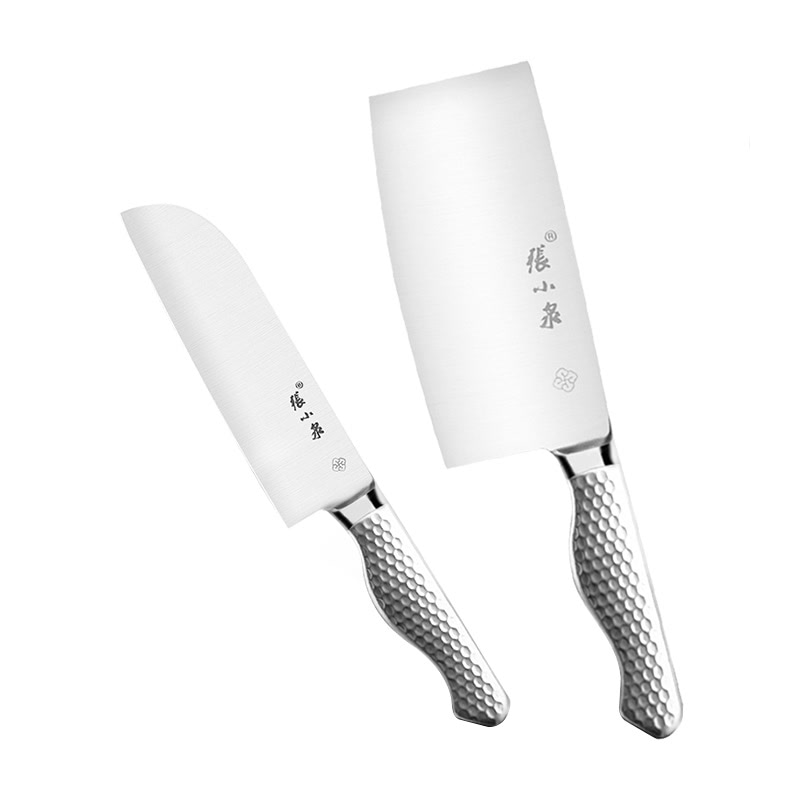 张小泉 不锈钢切片刀小厨刀锤点系列两件套菜刀 D40140100