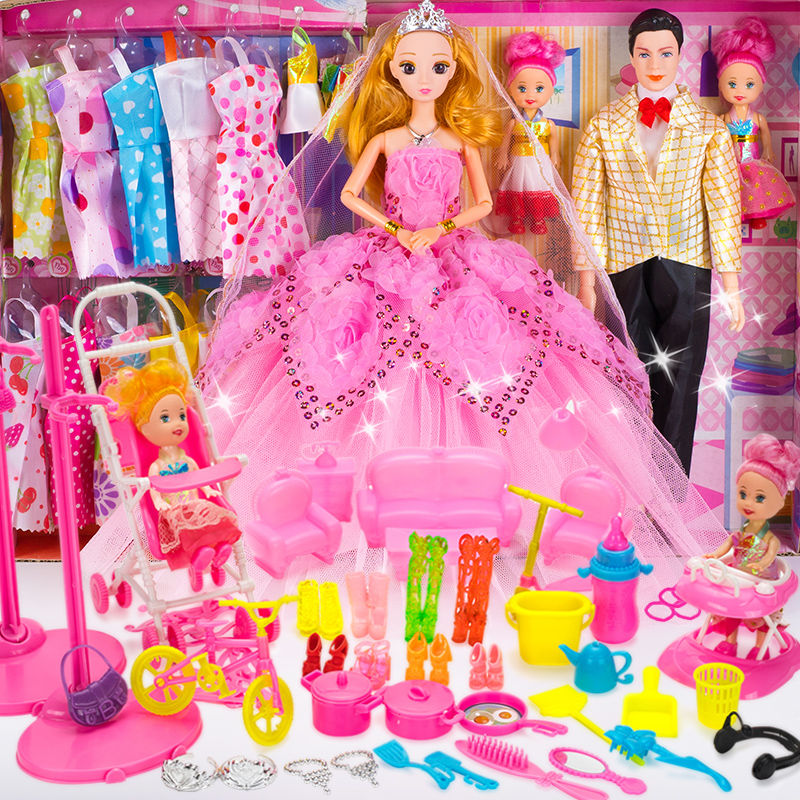 芭比娃娃套装 会说话的女孩公主礼盒别墅城堡婚纱洋娃娃儿童玩具