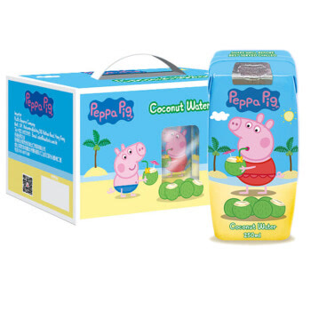 印尼进口 小猪佩奇（Peppa Pig）100%纯椰子水 纯椰汁饮料 手提礼盒 儿童果汁饮品 250ML*8盒/箱