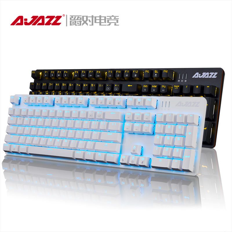 AJAZZ黑爵机械战警背光键盘青轴黑轴电脑有线lol游戏机械键盘