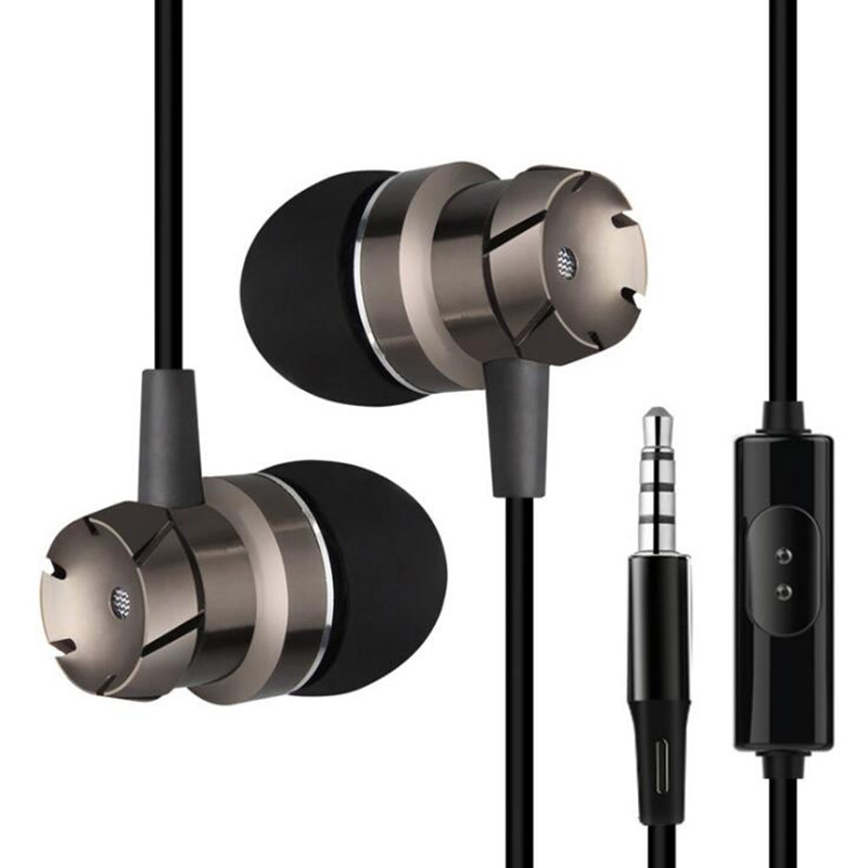 CRDBNSCJ 金属入耳式耳机涡轮重低音带麦线控手机电脑MP3通用耳机