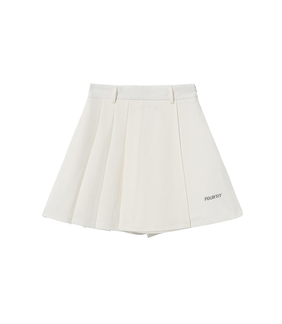 内购-FOURTRY白色多褶反光小logo短裙 21SS07WH35X