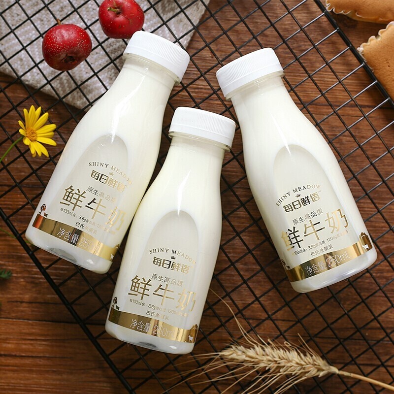 蒙牛每日鲜语鲜牛奶全脂高钙牛奶巴氏杀菌奶250ml*10瓶